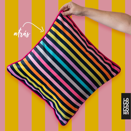 FUNDA DE COJÍN ARCOIRIS / 2 DISEÑOS EN 1