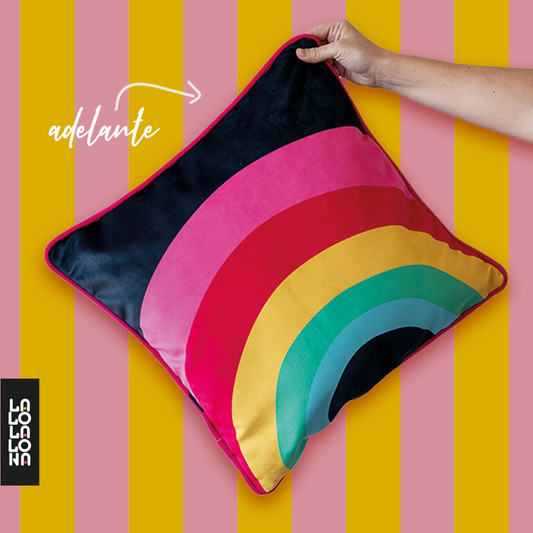 FUNDA DE COJÍN ARCOIRIS / 2 DISEÑOS EN 1
